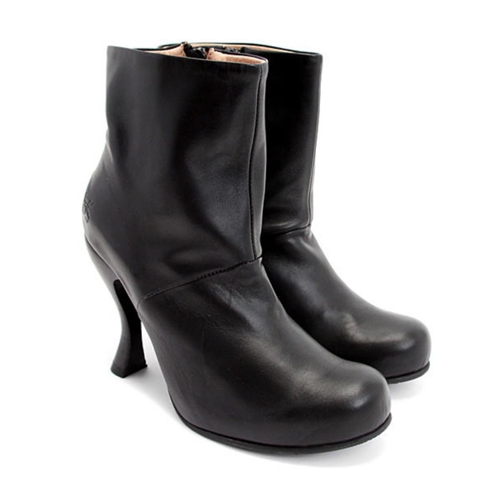 John Fluevog Black Leather Ankle Booties